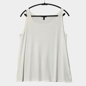 Eileen Fisher Silk Jersey Scoop Neck Tank Top Ivory PL Minimalist Quiet Luxury
